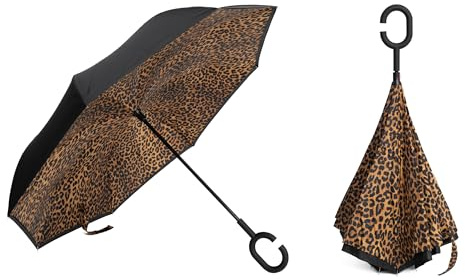 Braty Decorations Seitenverkehrter Stockschirm, Innovativer Regenschirm, Doppelschichtiger Regenschirm, Umgekehrter Regenschirm, Regenschirm mit C-förmigem Griff