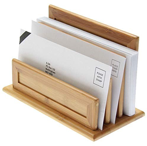 Woodquail Briefhalter mit 3 Fächern, Zeitschrift Papier Ständer, aus Natürlichem Bambus