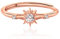 Meissa Bague soleil avec pierre en argent 925 empilable bague solitaire plaqué or bague de fiançailles femme Taille reglable de 44-61.5 (Or rose)