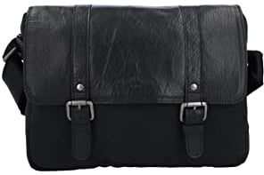 Gusti Lenkertasche Leder- Odiel D. Lenkertasche inkl. Platte Umhängetasche Fahrradtasche Tablet Ledertasche Vintage Schwarz Leder