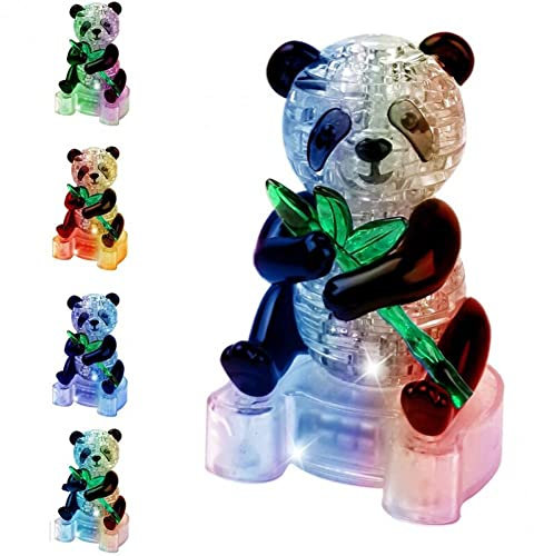 Fopytu 3D -kristallrätsel 3D Panda Puzzle Blinkendem Hellem Home Dekoration Geburtstagsspielzeug Für Kinder Kinder
