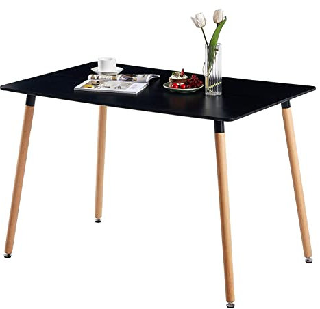 FURNITABLE Rechteckiger Esstisch Skandinavisch I Esszimmertisch mit MDF Tischplatte I Buchenholz für Esszimmer Wohnzimmer Büro I 110 x 70 x 74 cm I Schwarz