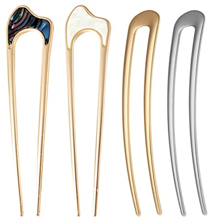 ARHZ 4 Stück U-förmige Haarnadeln Haarnadel-Stick French Style hairpin Haarspangen Kopfschmuck Gabel für Frauen Mädchen, Haarstyling-Zubehör