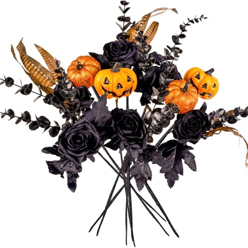 Anna's Whimsy 10 Stück Halloween Dekorative Kunstblumen, Kunstblumen Wie Echt, Künstliche Blumen Deko, Kunstblumensträuße, Herbst, Hochzeitsschmuck, Zuhause