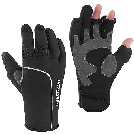 Bassdash WintePro Isolierte Angelhandschuhe wasserabweisend mit Fleecefutter Kaltes Wetter Winterhandschuhe für Männer Frauen Idee für Eisfischen Jagd Fotografie Wandern