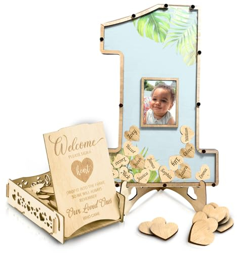 The Real Bossy Baby Bilderrahmen zum 1. Geburtstag – Gästebuch-Alternativen – Bilderrahmen in Form eines ersten Geburtstags – 1. Geburtstag Tafelaufsatz Andenken (blau)