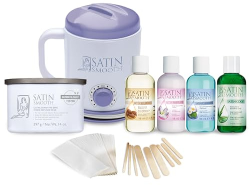 HJZWTS Satin Smooth Select-A-Temp™ Waxing Starter Kit, Natural Paraben-Free Hair Removal Waxing Kit for All Skin Types, 11 Items/28.3495g