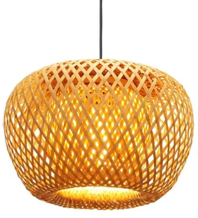 GUANSHAN Bambus Art Pendelleuchte Retro Stil Pendelleuchte Handgemachte Bambus gewebte Deckenlampe Dekorative Hängeleuchte Für Schlafzimmer, Restaurant