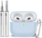 MOLOPPO AirPods 3 Case Cover, Silicone Protective Accessories Skin with Keychain and Clean Pen Compatible with Apple AirPod 3rd Generation 2021 for Women Men,Front LED Visible-Sky Blue