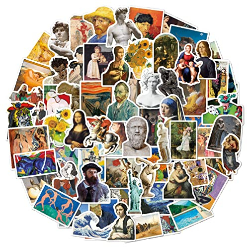 Bric Dodo 104 Stück Ölgemälde Aufkleber Auto Laptop Telefon Gitarre Skateboard Motorrad Fahrrad Ölgemälde Stickers Set Vinyl Wasserdicht Aesthetic Aufkleber für Jugendliche Kinder Erwachsene