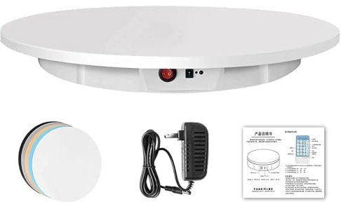 Piatto Girevole Elettrico Professionale per Fotografia, Piattaforma Girevole Automatica per Immagini a 360 Gradi, Esposizione di Prodotti o Esposizione di Torte, con Telecomando,Wh