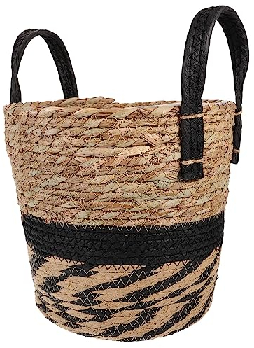 DIKACA Panier De Fleurs Paniers De Rangement en Jonc De Mer Panier a Linge Jardinière en Jonc De Mer Cache-Pot en Rotin Panier De Jardinière Au Sol Décor Gazon Organisateur Osier