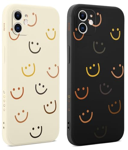 Coiwxmoi 2 Stück Handyhülle für iPhone 11 Hülle 6,1, Smiley Gesicht Aesthetic Muster Design Mädchen Frauen Handyhülle für iPhone 11, Ultra Dünn Weich Silikon TPU Stoßfest Kratzfest Schutzhülle