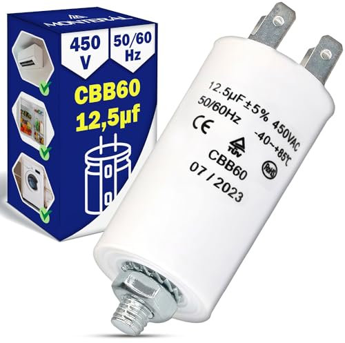 Condensatore di Avviamento 12,5µf 450V 50/60Hz Tipo CBB60 con Temperatura di Esercizio da -25 a +85 °C - Garanzia di 10 Anni - MONTERAL