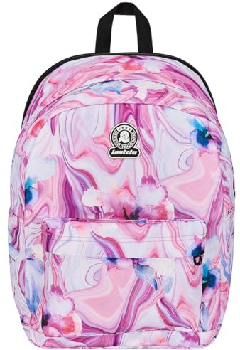 Invicta Zaino Monoscomparto Ollie Fantasy, FULL SPACE, Rosa e Viola, Con Fascia Estenbile tramite Zip, Massima Capienza, Tasca Porta Borraccia e Scomparto Porta Laptop, Scuola & Viaggio, Ragazzi