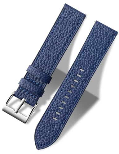 MUENShop Extra langer Echtleder Armband XXL 20mm 22mm Litschi-Muster Schnellverschluss Verlängertes Riemen Uhrenarmband
