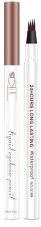 Four Fork Water Eyebrow Pencil Smooth Colourful Natural Long-Lasting Non-Adhesive European 1 ml AmE338 (Brown, 12.3 x 0.83 cm)