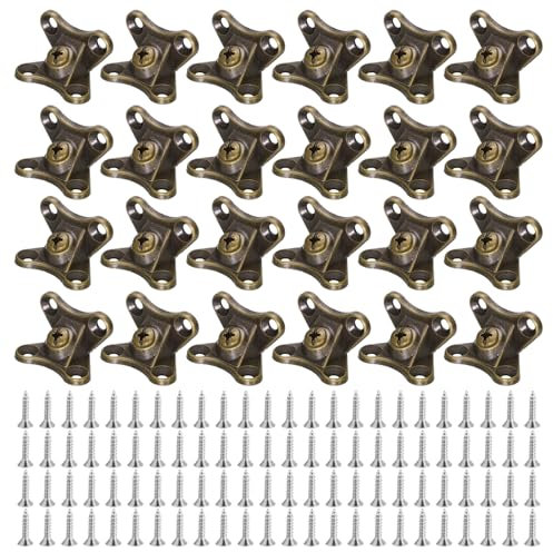 QUARKZMAN 24pz Removable Supporto Angolare Metallo Farfalla L Staffe Angolo Retto Asta con Viti per Armadi Ripiani Legno Mobile (Bronzo)