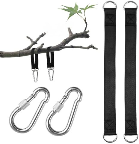 Maxmoc Hängematte Befestigung,2 Stück Schaukel Befestigung,Nylon Aufhängung Hängesessel mit 2 Schwerlast Karabinern und D-Ringen für Schaukel Hängematte