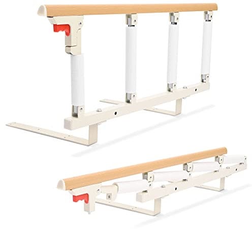 Helangel Barandilla Cama Adultos Abatible Barrera de Cama Protector Lateral Seguridad Asidero Barrera de Seguridad para Adultos Cama Hospital Cabecera 97 x 40 cm