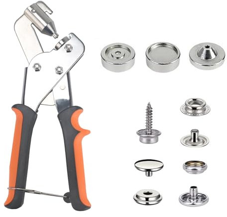 Luabue 40 Set Bottoni Automatici a Pressione con Pinza Include di Bottoni a Pressione Metallo Pinze per Riparazione di Coperture di Barche Tela Cucito Teloni Fai da Te Abiti Borse