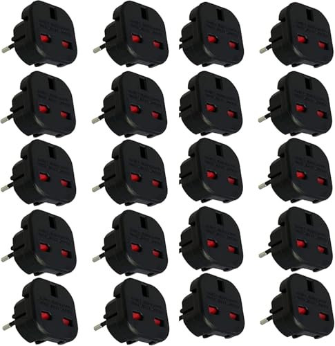 Jembe - Adaptateur Voyage Prise Anglaise vers France Lot de 20 - Type G vers Type C - Société Française