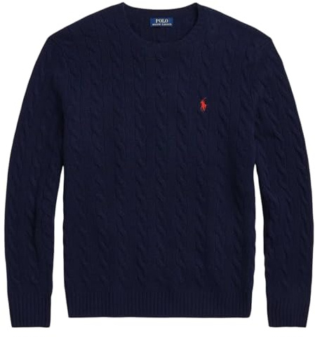 POLO RALPH LAUREN Men's Cable Knit Cashmere Wool Crew Neck Jumper