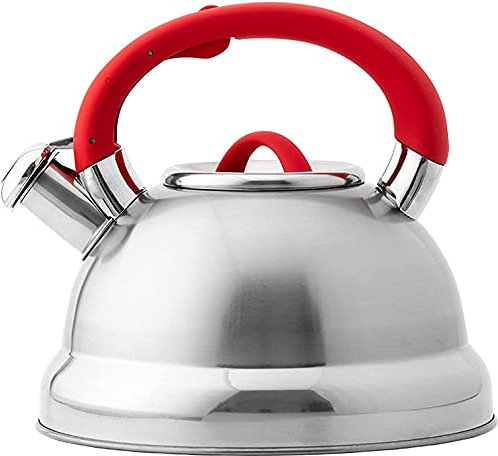 MYVVKIA Whistling Teapot 3L Whistling Tea Kettle Teapot Modern Stainless Steel with Heat-Resistant Handle for Gas Electric and Induction Hobs