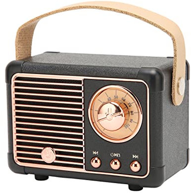 XUMIUZIY Altavoz Retro Bluetooth5.0, Altavoz Vintage sin Cables, Lindo Altavoz Estéreo de Alta Fidelidad Portátil de 360° para el Hogar, Oficina, Viajes Al Aire Libre (Black)