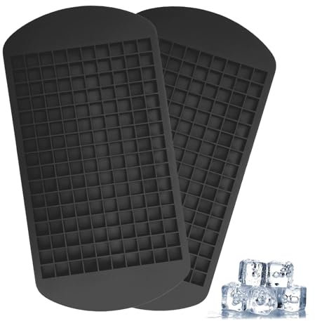 2 Pack 160 Grids Silicone Ice Block Tray, Mini Ice Block Tray Set, Reusable Ice Block Mold, Cube Shape Ice Block Tool for Whiskey, Cocktail, Milk, Juice, Chocolate and Other Drink (Color:Black)