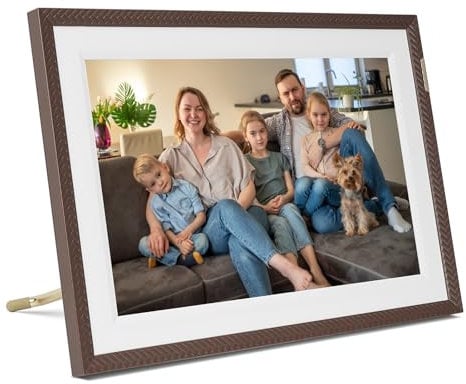 ARZOPA Digitaler Bilderrahmen Groß 15,6 Zoll Kostenlose Arzopa App Sofortige Fernübertragung Fotos Videos 1920x1080 FHD IPS Touchscreen Elektronischer Bilderrahmen Geschenk für Feiertage - D15 Braun
