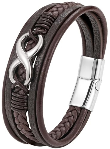 JUZICHEN Bracelet Homme, Bracelet cuir pour hommes, Bracelets Croix Vie Viking Arbre De Vie, Brun Noire Bracelets crucifixion Homme