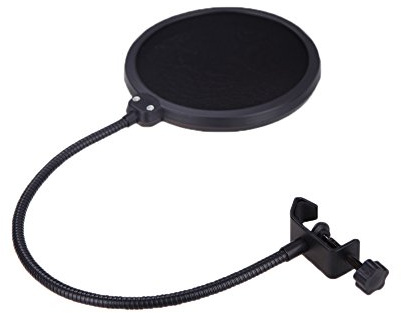 Mikrofon Layer Studio Mikrofonzubehör für Sprechen und Singen Einstellbare Flexible Welle 6 Zoll Windschutz aus Metall und Kunststoff, Ideal zum Aufnehmen Professioneller Audioaufnahmen, Schwarz