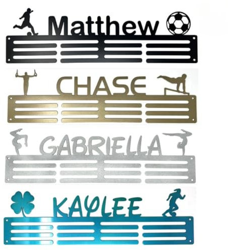 Espositore per medaglie personalizzato con nome e porta medaglie, per premi o nastri, regalo personalizzato per adolescenti, adulti, atleti, ragazzi, ragazze, bambini, Natale, regali di compleanno