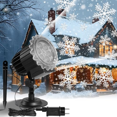 OCCOUMR LED Schneeflocken Projektor Licht, Wasserdicht IP65 Weihnachts Outdoor Dekoration für Weihnachtsfeiern, Hochzeiten Innen Außen Nutzung
