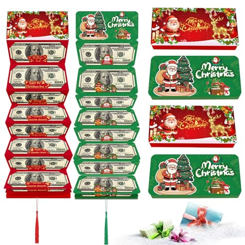 FOSDICK 4 Verpackung Geldgeschenk Weihnachten Geldgeschenke Verpackung Weihnachten DIY Weihnachtsgeschenke Geld Verpacken weihnachten Kreativ Weihnachts Geldgeschenke Weihnachtsgeldgeschenk(Rot,Grün)