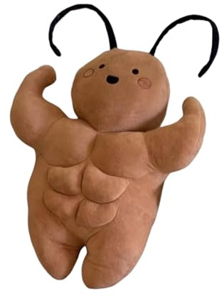 Milageto Süßes Muskel-Kakerlaken-Plüschtier, Stofftier, Cartoon-Plüschtier, Sammlerfigur, Puppe für Familie, Erwachsene und, 35cm