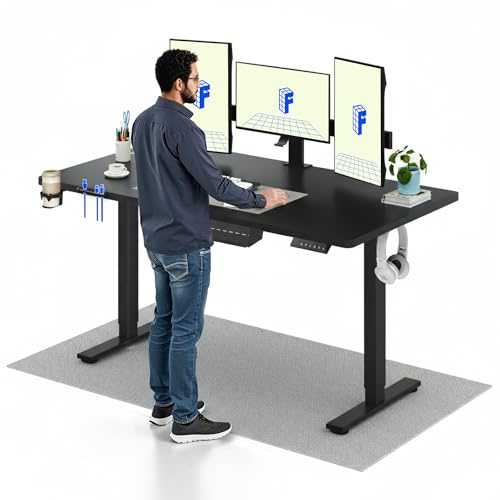 FLEXISPOT Escritorio Elevable Eléctrico 160x60cm, Mesa Escritorio Elevable, Standing Desk Regulable con Memoria, Sistema Anticolisión, Carga 100KG, Mesa Oficina para Casa, Teletrabajo y Gaming, Negro