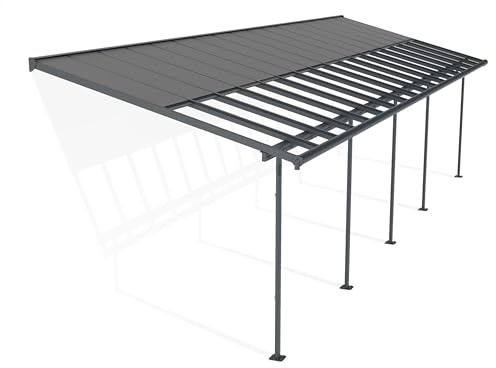 Canopia by Palram Sierra Cabrio Terrassenüberdachung 295x1044cm – Grauer Aluminiumrahmen, Verstellbares Schiebe-Dachsystem, Doppelstegplatten in Grau Opal, UV-beständig & Wetterfest