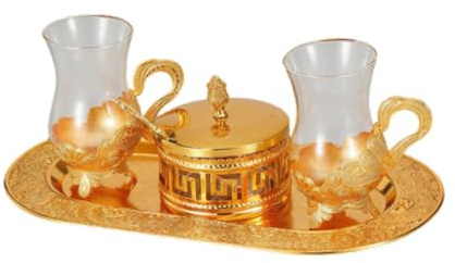 Ronyme Service à café Turc avec Tasses et Plateau, Service à café Classique pour la Salle à Manger, Le Salon ou Un Mariage.