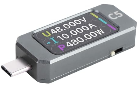 Spacnana Tester di Tensione e Corrente USB, Materiale PC, Multimetro Ad Alte Prestazioni con Schermo a Colori, Ideale per Ingegneri e Appassionati di Fai da Te