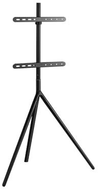 MAXMOUNT tv bodenständer für 45–65 Zoll Fernseher – Tripod tv Stand aus Stahl, drehbarer fernsehständer bis 40 kg, tv standfuss mit Kabelmanagement, Schwarz