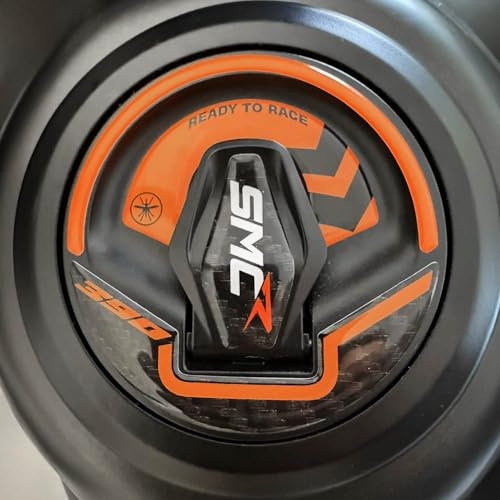 LABELBIKE 3D Motorrad Tankdeckelaufkleber kompatibel mit KTM | 390 SMC R 2025-2026, Harzschutz, Kratzfestigkeit, Dekoration, Carbon Orange