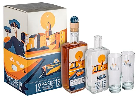 Pastis 1212 Coffret vue du large + 2 verres 45° 70cl