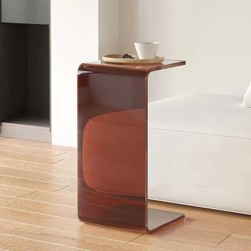 Beistelltisch aus 10 mm Dickem Acrylglas für die Couch, C-förmiger, Transparenter Beistelltisch, Nachttisch aus Transparentem Acrylglas(B,30 * 30 * 55CM)
