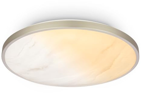 BRILONER - LED Deckenlampe mit Fernbedienung, dimmbar, Marmoroptik, CCT warmweiß bis neutralweiß, LED Lampe, Deckenleuchte, Wohnzimmerlampe, Schlafzimmer, 38 x 7 cm, Nickel-matt