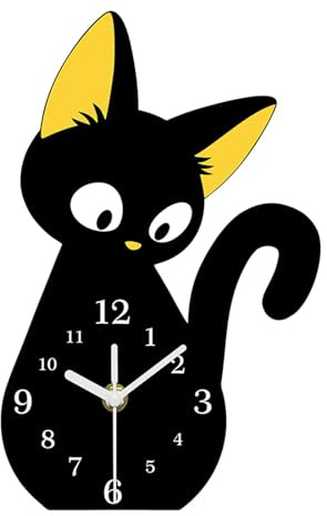 FQRDKT Katzenförmige Tischuhr, Stilvolle Tischdekoration für Schlafzimmer, Küche,