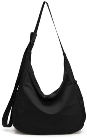 VOESLD Borsa Mezzaluna Donna Grande in Nylon Tracolla Spalla(Nero)