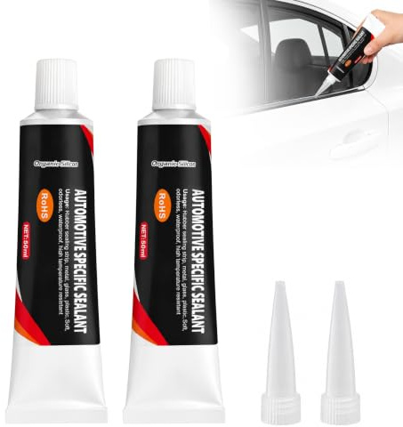 2 Pezzi Silicone Nero per Auto,Colla per Carrozzeria Sigillante Vetri Auto
