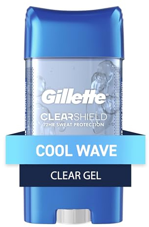 Gillette Antiperspirant and Deodorant for Men, 72hr Instant Sweat & Odor Protection, Long Lasting Freshness & Protection, Anti-White Mark Technology, Clear Gel, Cool Wave Scent, 3.8 oz